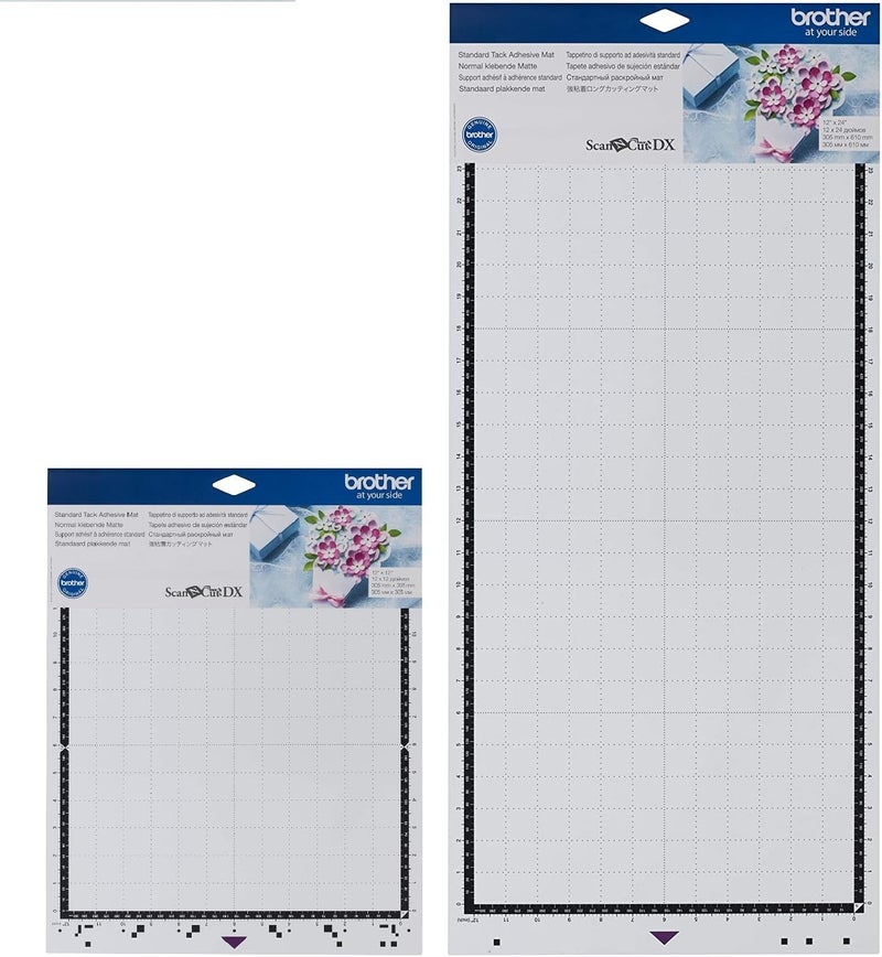 brother ScanNCut DX Standard Tack Adhesive Mat 2-Pack, 12" x 12" and 12" x 24", for Cardstock, Vinyl, Foam and More - Image 1